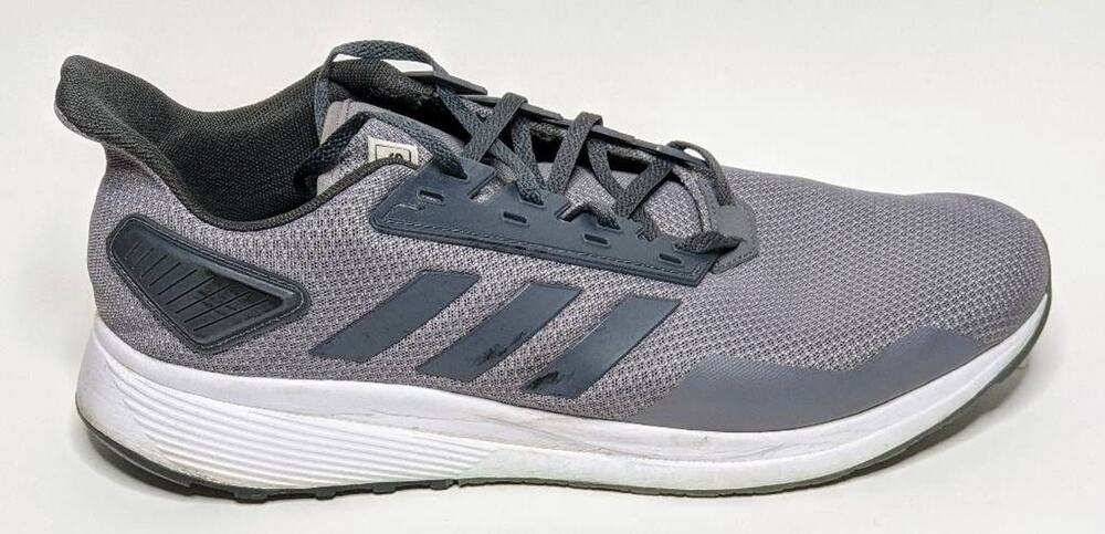 Adidas Mens Duramo 9 Running Shoes Gray White BB7954 Lace Up Low Top Mesh 14 M